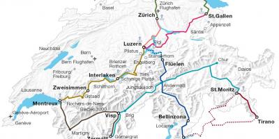 سوئیس نقشه مسیر قطار