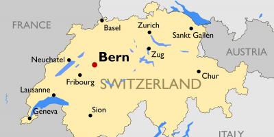 نقشه از سوئیس با شهرهای بزرگ