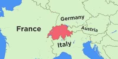 نقشه از سوئیس و کشورهای همسایه